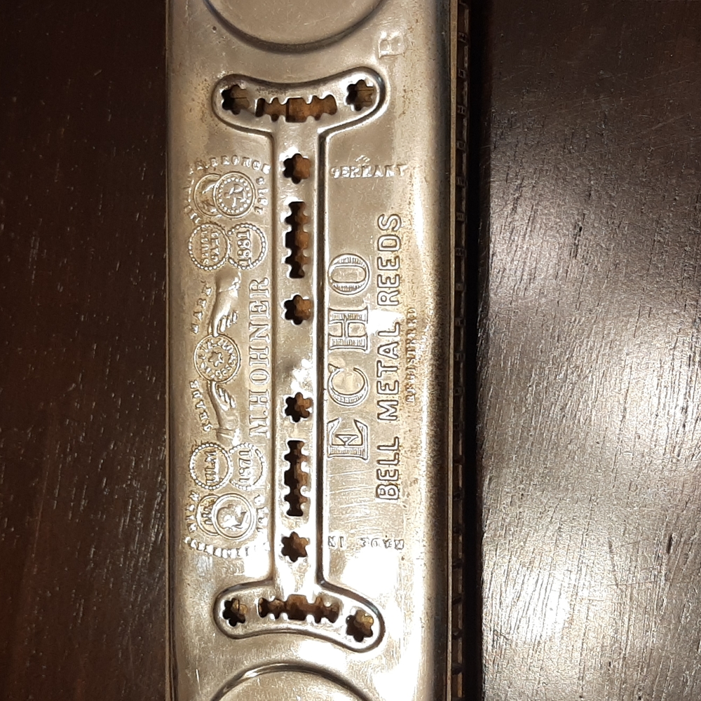 Echo Bell Metal Reeds Harmonica from 1940s